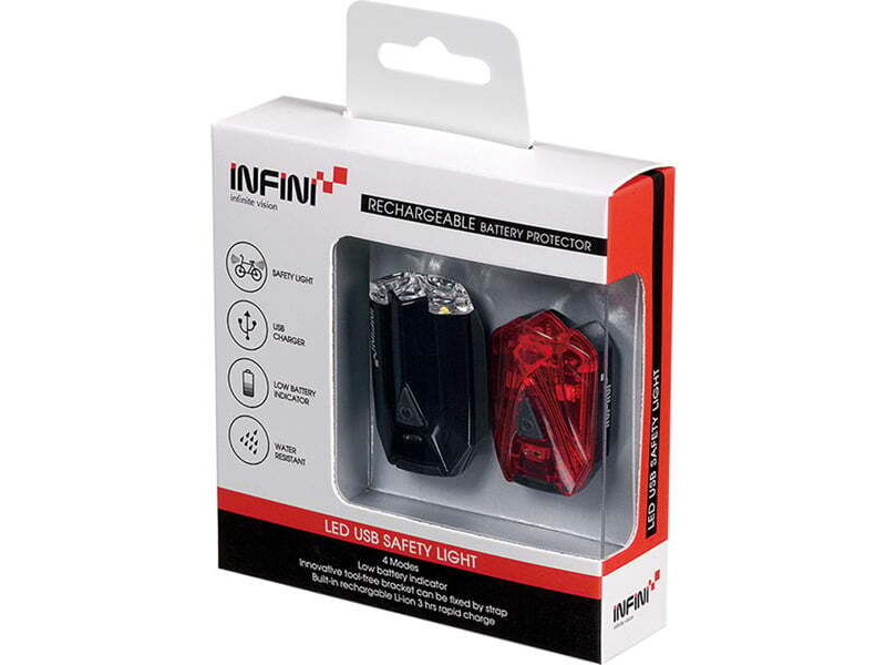 INFINI Lava twin pack micro USB front and rear lights black click to zoom image